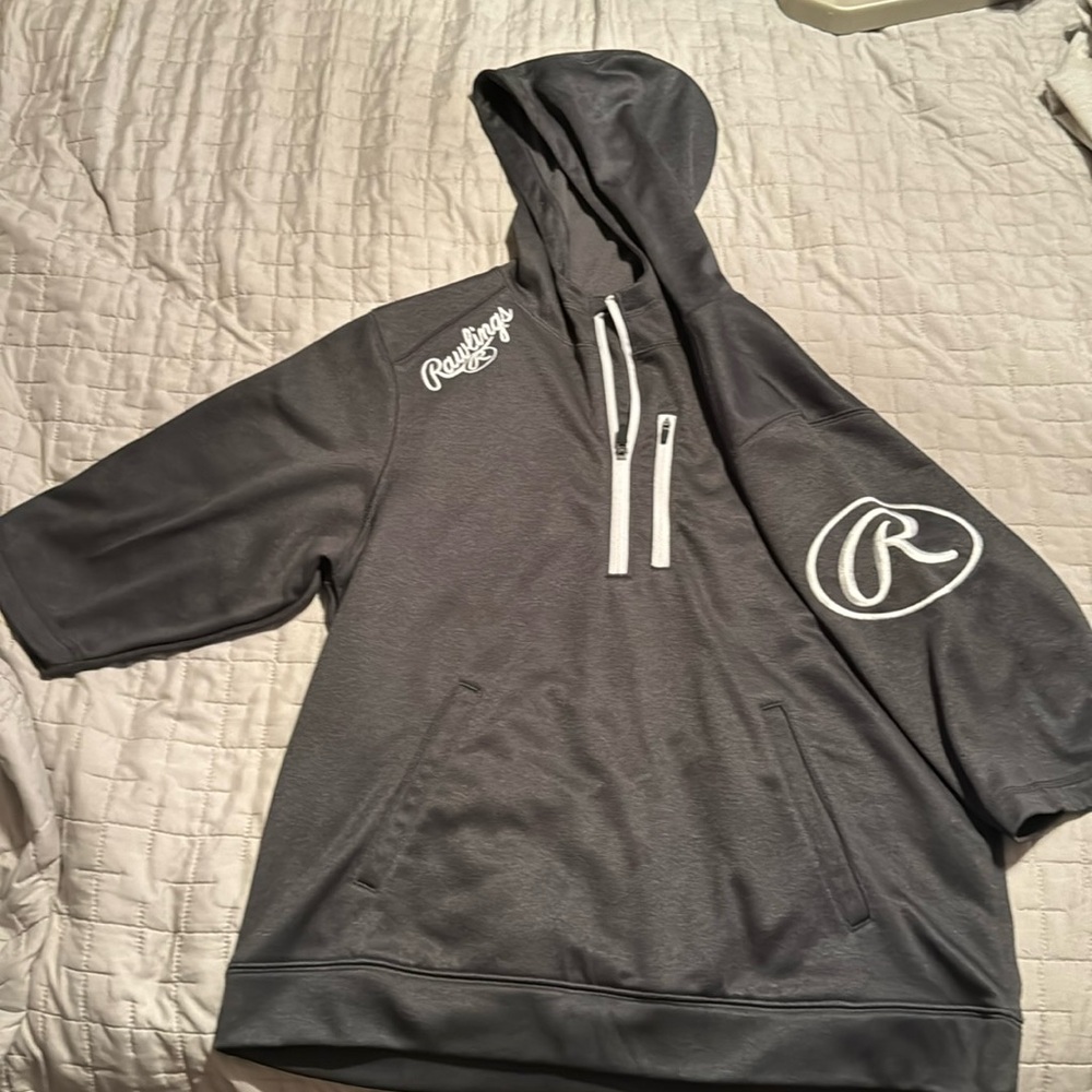 Youth Rawlings Half Sleeve Sports Pullover Hoodie Gray XL